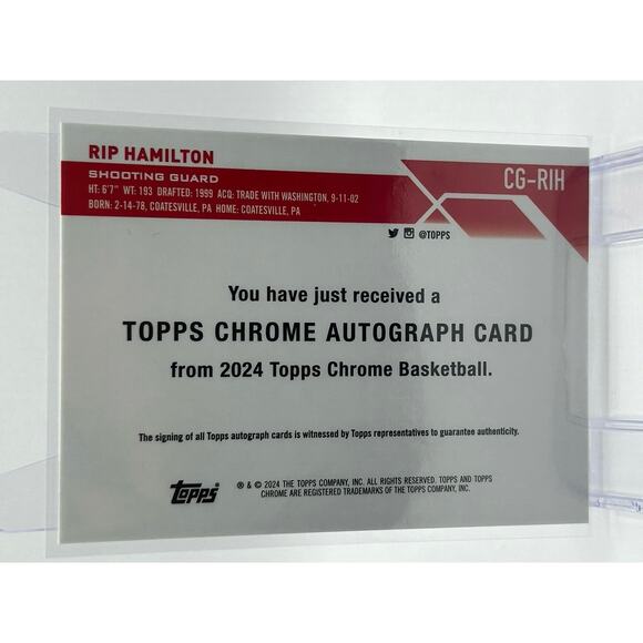 2024 Topps Chrome Rip Hamilton Black Refractor Auto /10 SSP Detroit Pistons - Picture 2 of 2